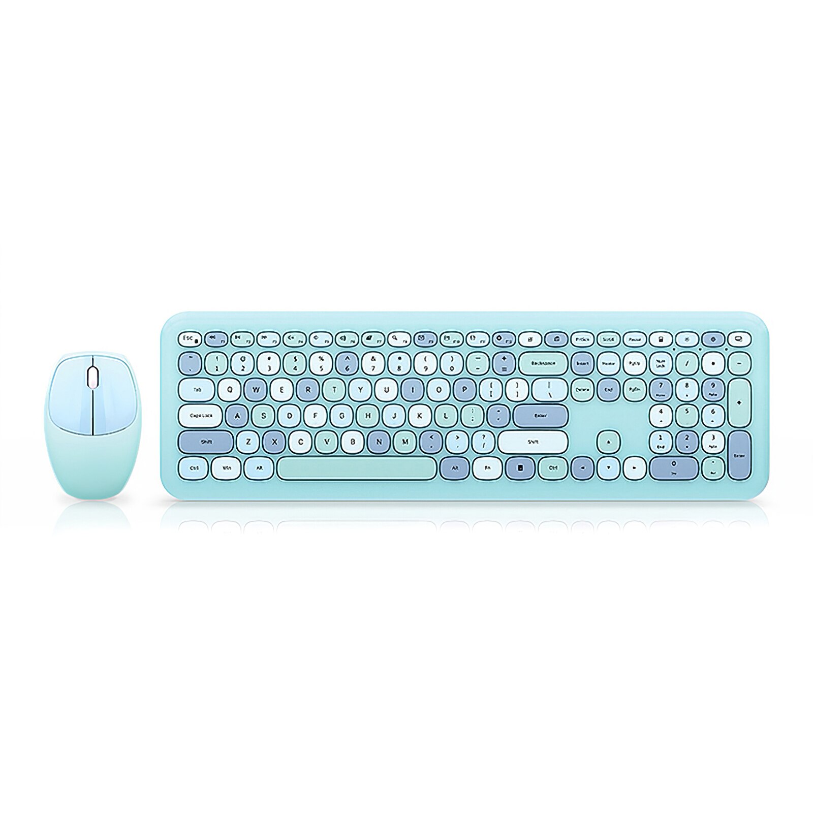 Wireless Waterproof Keyboard Retro 84 Round Keys =Punk Mouse Combos Keyboard Round Wireless Office Digital Keyboard Steampunk: Blue mix