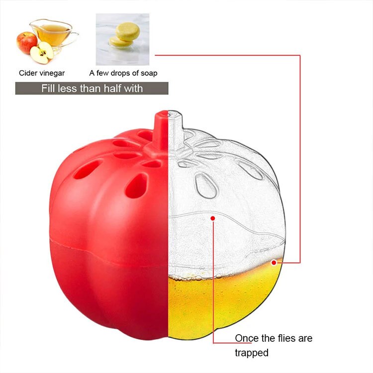 4 Pack Pompoen Vorm Fruit Fly Trap Voor Keuken, Niet Giftig Fly Killer Indoor, voor Thuis Mug Killer