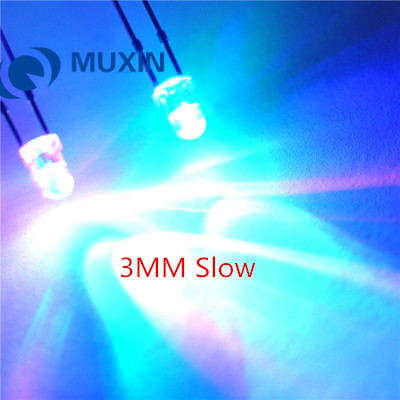 100 stk 2 pin 3mm rgb 7 color slow flash led light-emitting diode (led) products and rohs 3mm rgb 7 color slow flash led