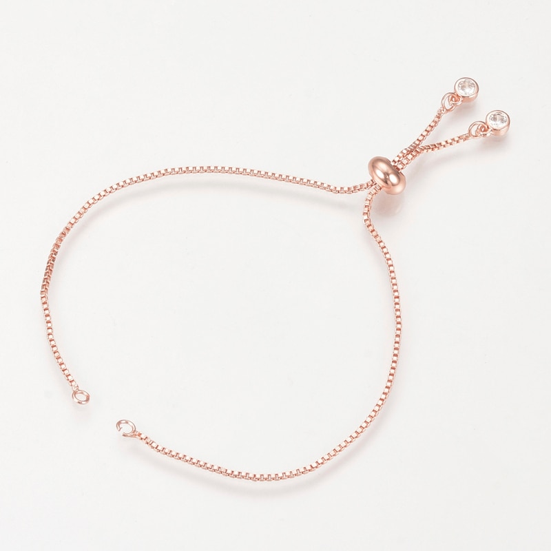 5 stk justerbare 24cm runde messing skyder armbånd langtidsholdbare forgyldte charm link armbånd til fremstilling af gør-det-selv-smykker til kvinder