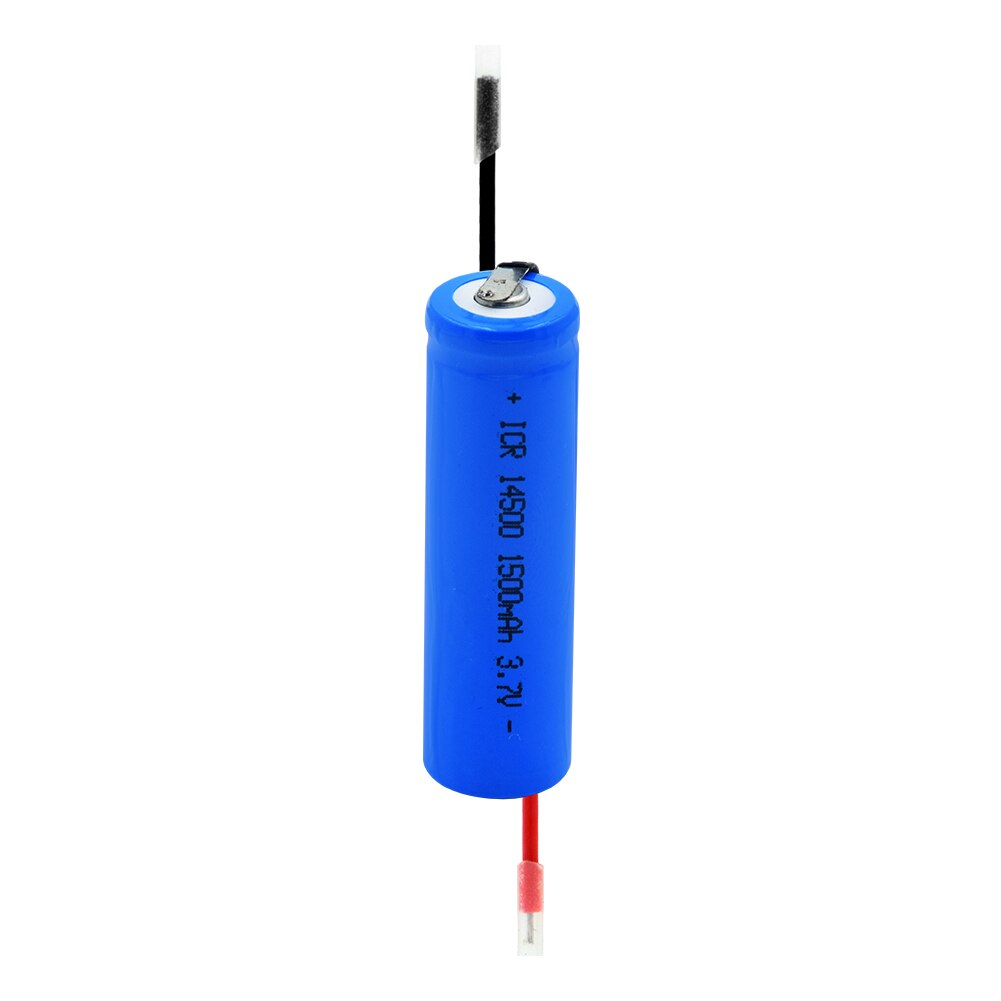 1/2/4 Pcs ICR 14500 1500mAh Li-ion Battery With 2 DIY Wires Torch Flashlight Power Bank LED Light 14500 Replacement Battery
