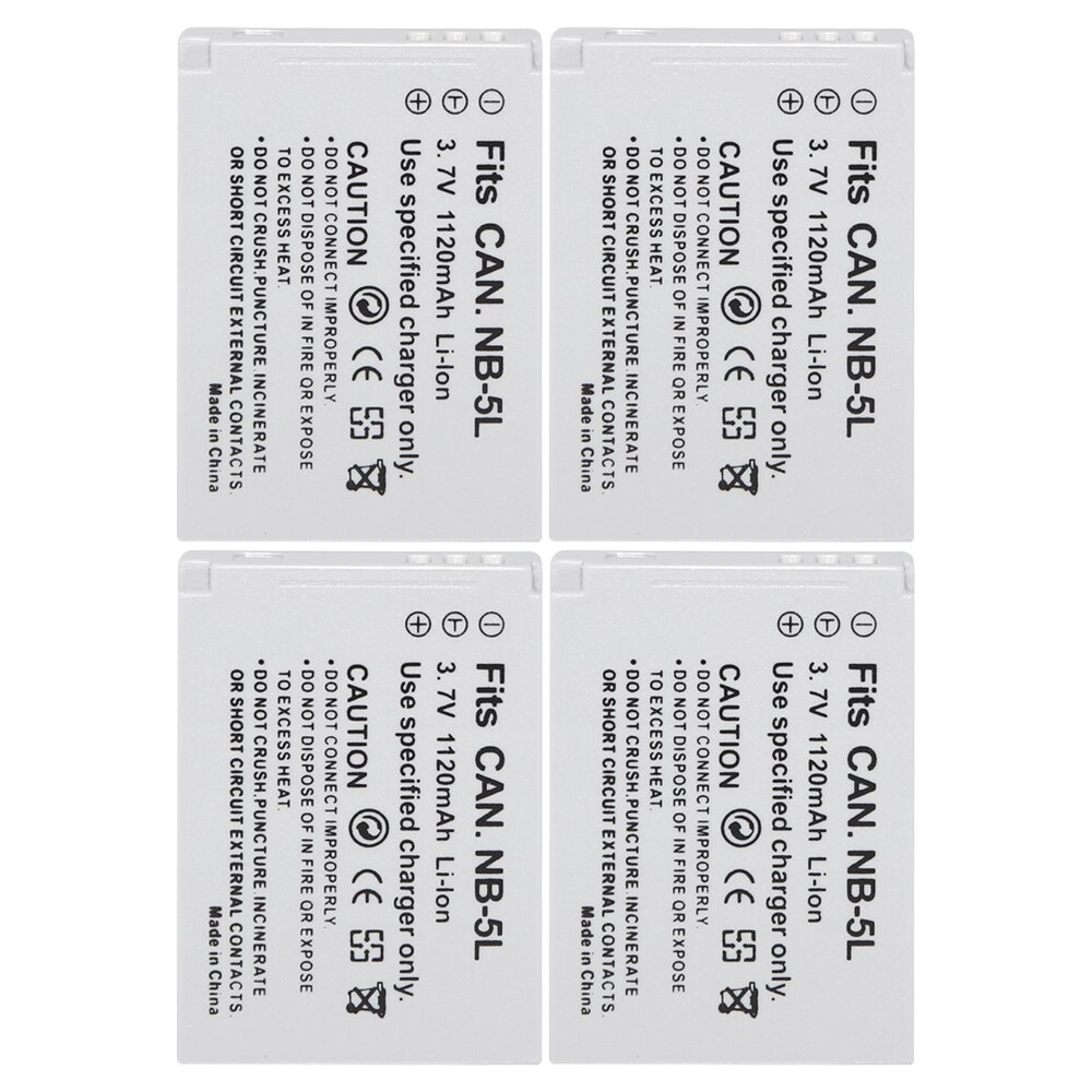 Original Aopuly NB-5L NB5L NB 5L Battery for Canon 90is 800 800is 850 850is 900 900is SD900 SX200 SD700IS SX230 SD800 IS: 4Batteries