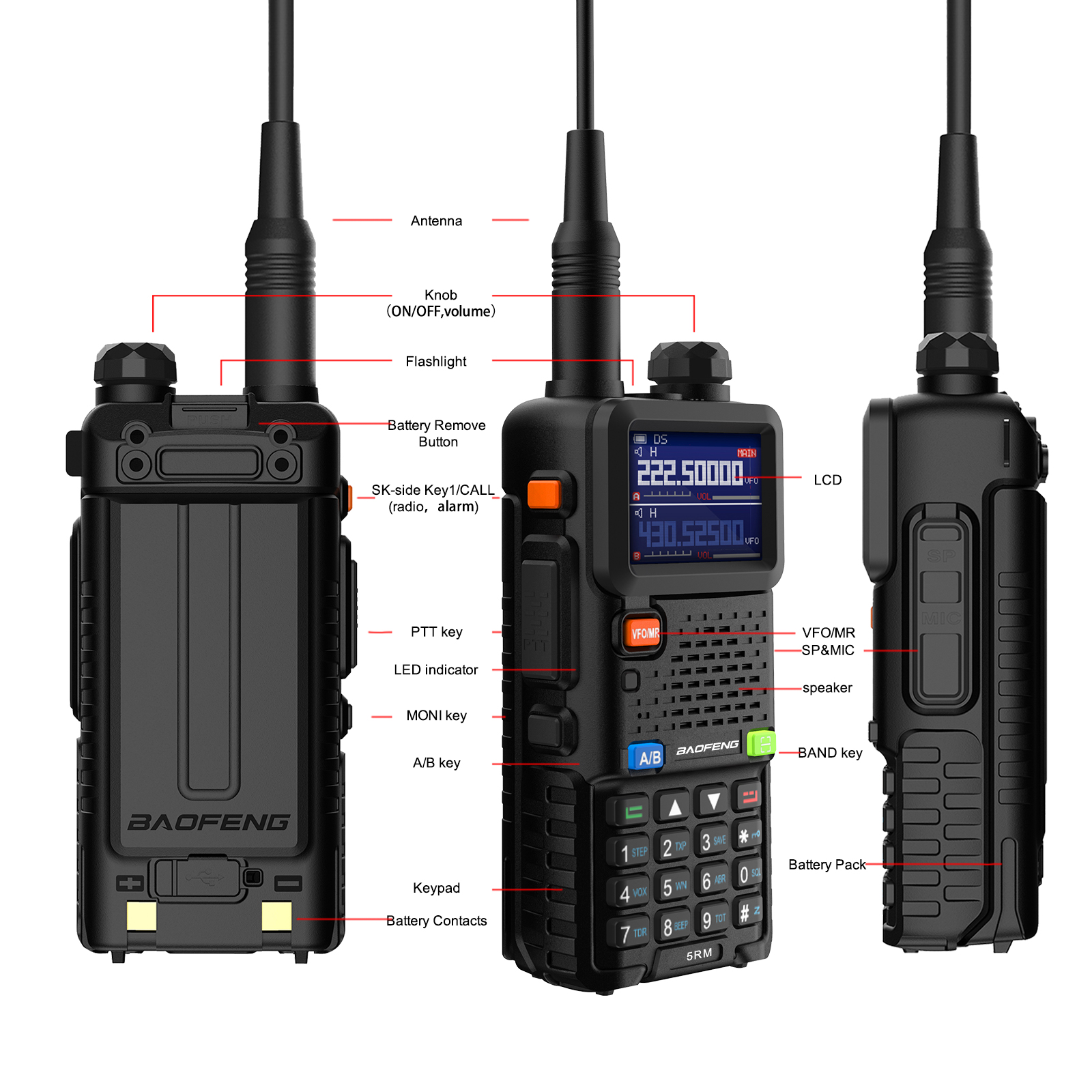 Baofeng 5rm 8w Air Band Amateurfunk Sechs-Band-Tri-Power-Funkgerät noaa 999ch Typ c UV-5RH pro