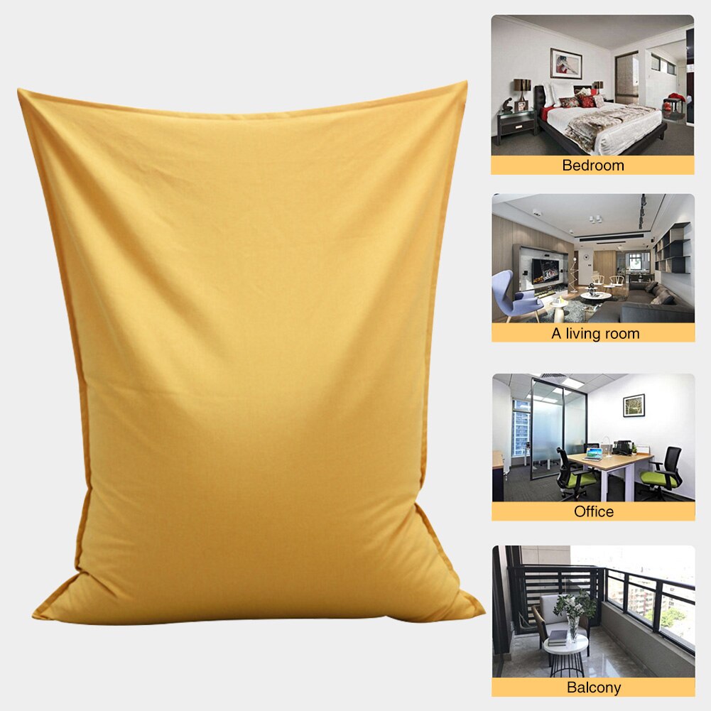 Alle Seizoenen Slaapkamer Poef Lounger Zetel Zachte Katoen En Linnen Bean Bag Wasbare Thuis Woonkamer Luie Sofa Cover Effen beschermende: YELLOW