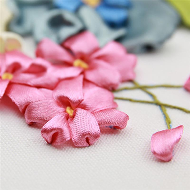 Embroidery Starter Kit DIY Floral Silk Ribbon Embroidery Kit Wall Decoration Flower Printed Pattern Embroidery Kits