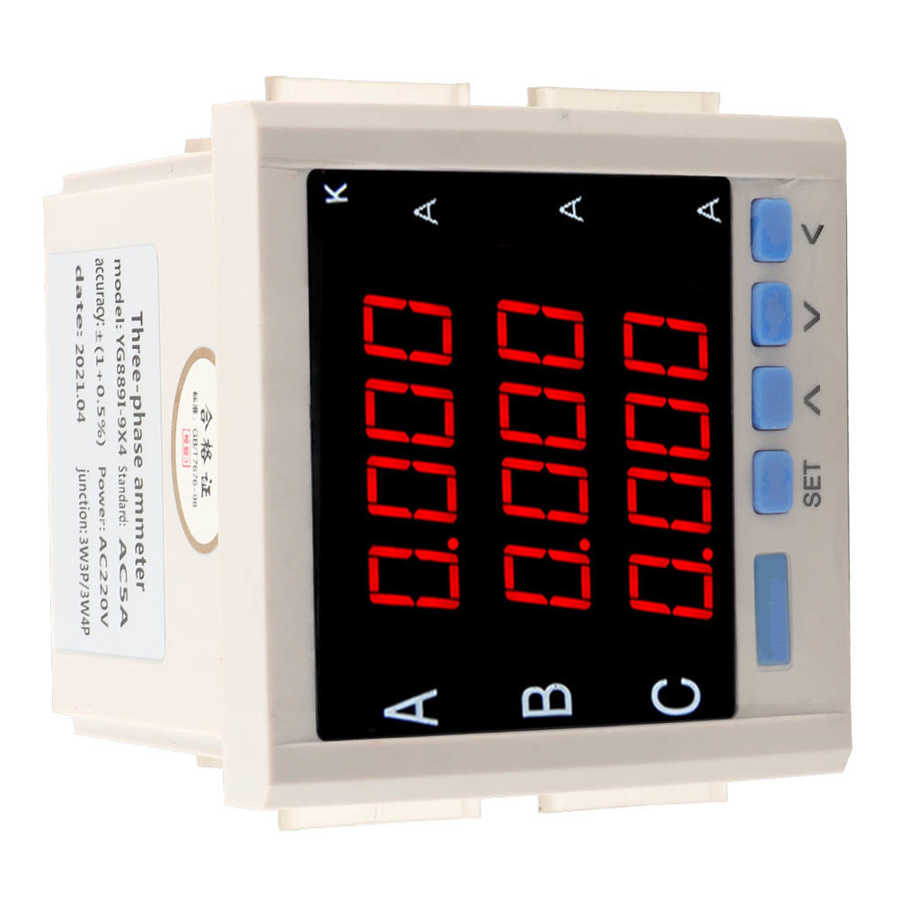 Digital LED Programmable AC Ammeter Three-Phase AC Ammeter Voltmeter Multfuctional Energy Mete
