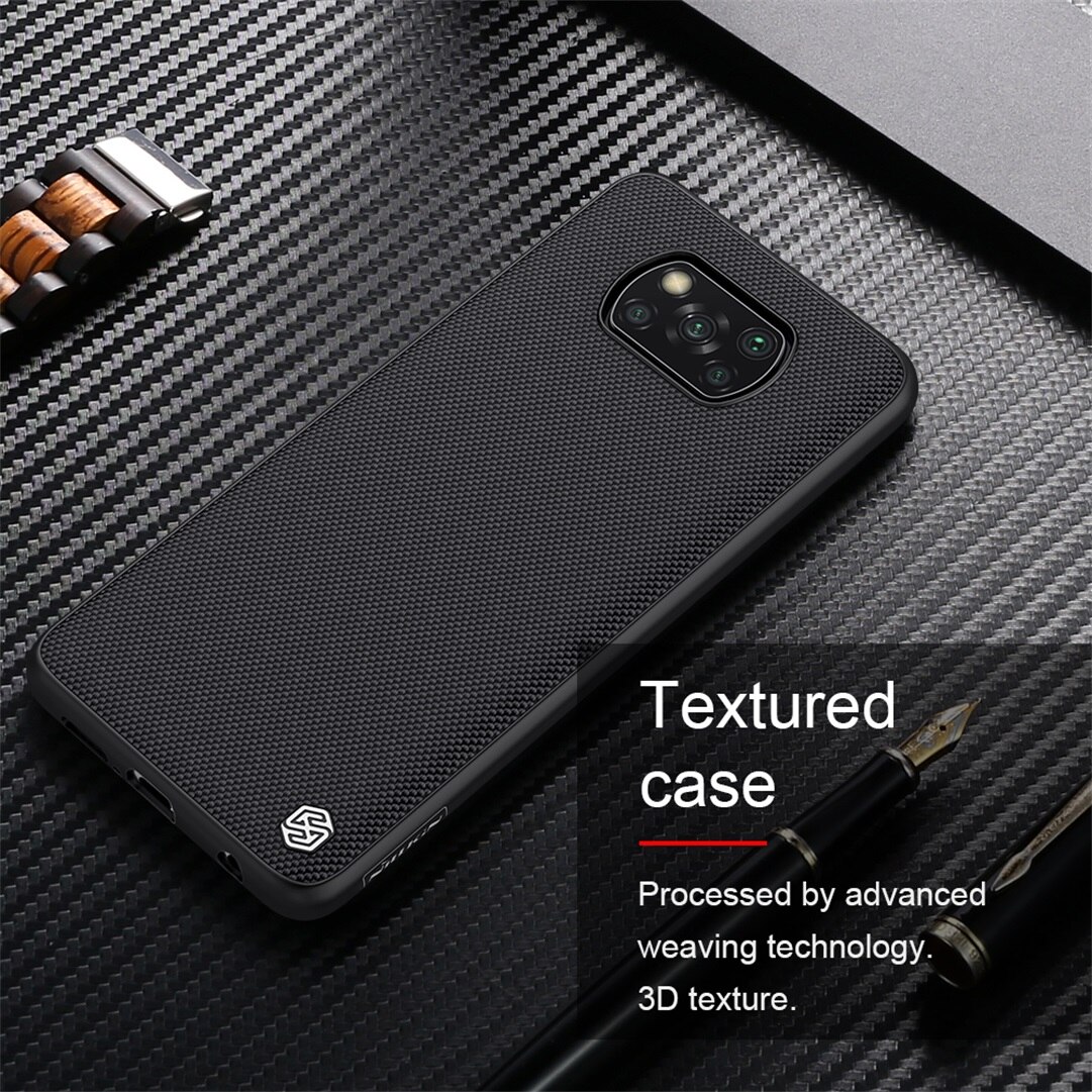 Voor Xiaomi Poco F3 X3 Pro X3 Nfc Case Nillkin Geweven Business Nylon Fiber Materiaal Weven Back Cover Voor Poco x3 Nfc Case