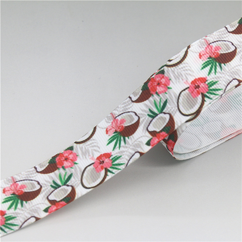 DHK-Cinta de grogrén con estampado de fruta de dragón, Pitaya, coco, manzana, naranja, accesorio para el pelo, lazo para la cabeza, decoración artesanal, 50 yardas, S1640