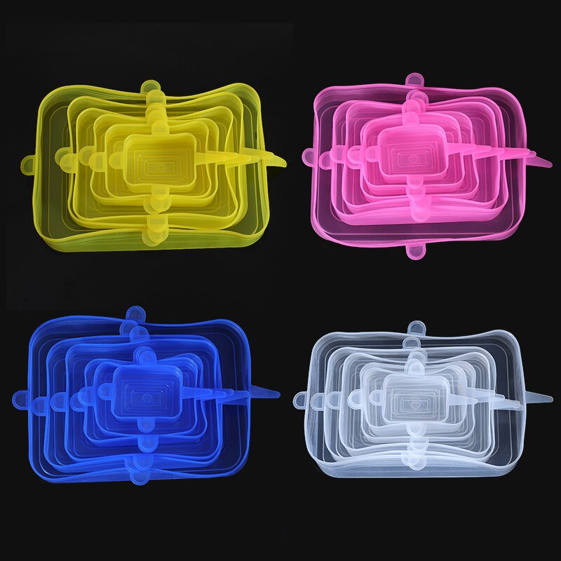 6/12 PCS Silicone Covers Adaptable Silicone Lids Silicone Caps for Food Universal Dish Stretch Lids for Cans Kitchen Accessories