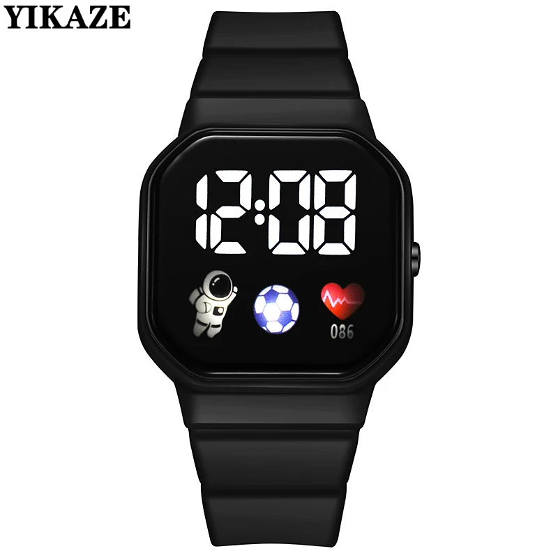 2024 LED-Digitaluhr für freundlicher, Jungen, Mädchen, FußBall, Sportuhren, Silikon-Digitaluhr, lässige elektronische freundlicher-Armbanduhr: Licht Gelb