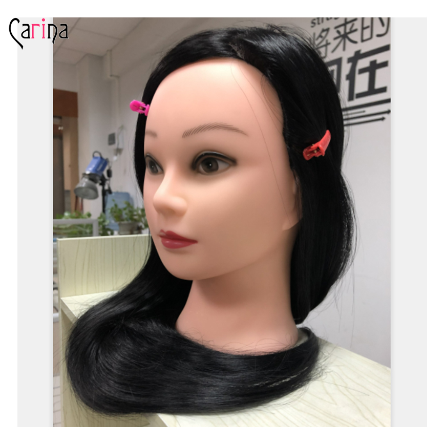 55cm lange mannequinhoveder til frisurer frisørhoved manikin fiber hårmannequiner til hår øve hovedfrisør