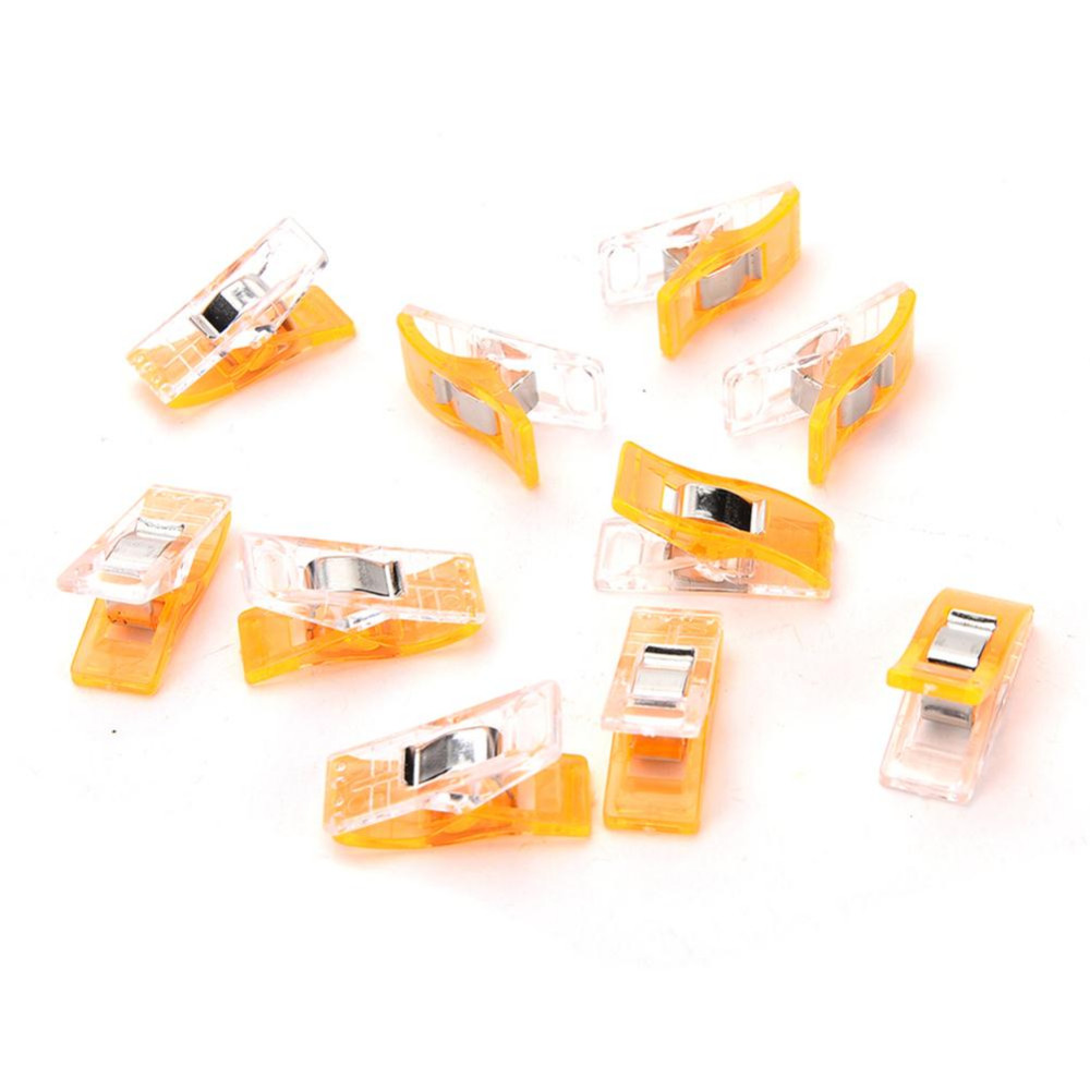 20 stk plastikclips i lille størrelse flerfarvet syning quilt bindende plastik clips til quiltning hækling håndværk og strik: Orange farve