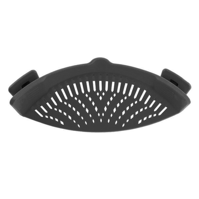 schnappen topf sieb/abtropffläche, Weiche Silikon Sieb, Clip auf Topf/Pfanne/schüssel-Obst Gemüse Nudel Pasta sieb, küche zubehör: Schwarz