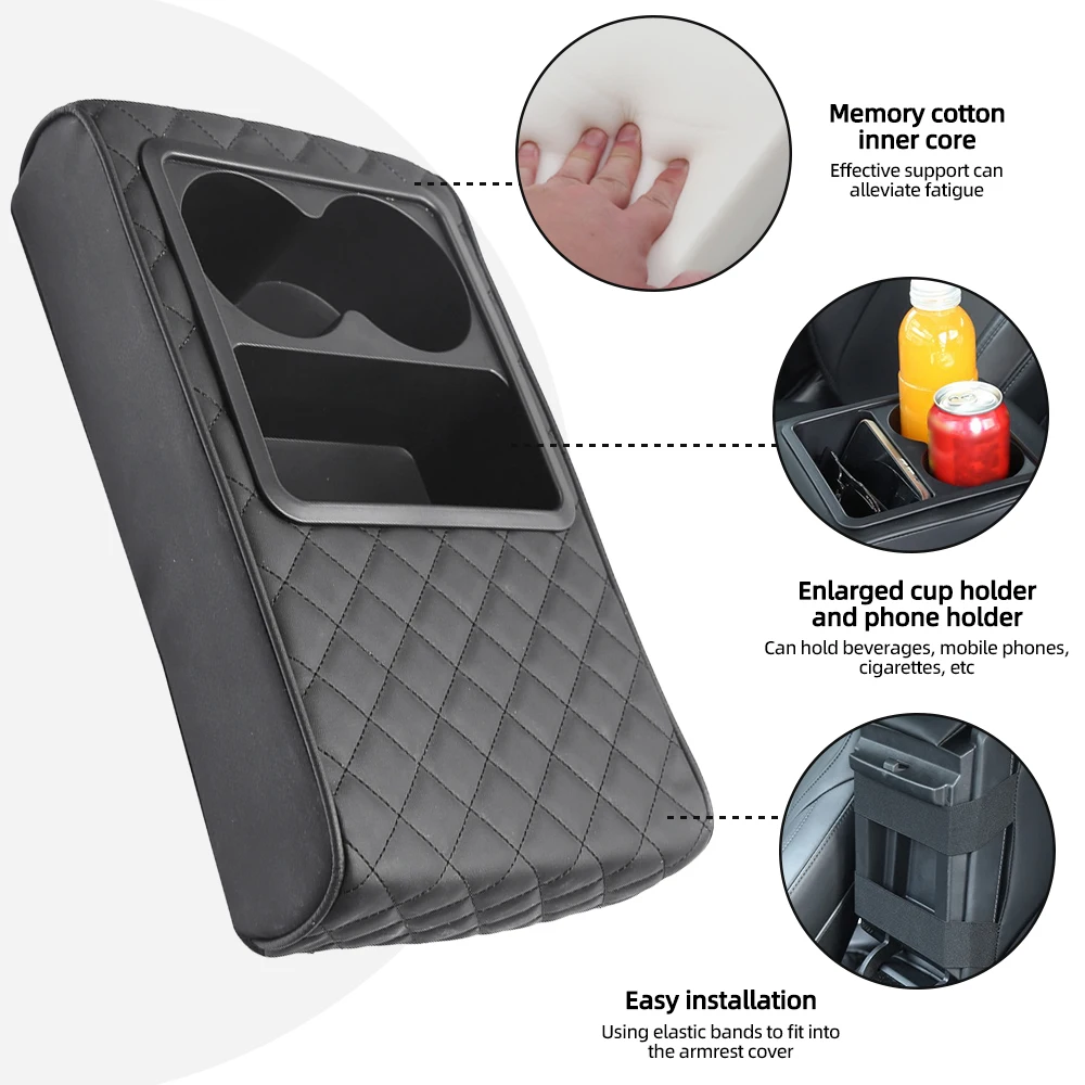 Auto Armsteun Middenconsole Kussen Armsteun Cover Memory Foam Auto Armsteun Kussen Bekerhouder Auto-interieur Accessoires Universeel