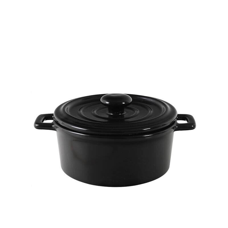 mini ceramiczna zupa Stockpot z pokrywką garnki Stewpot dzieci gulasz ciasto jajeczne strona główna Kichen używane garnki robić gotowania: czarny
