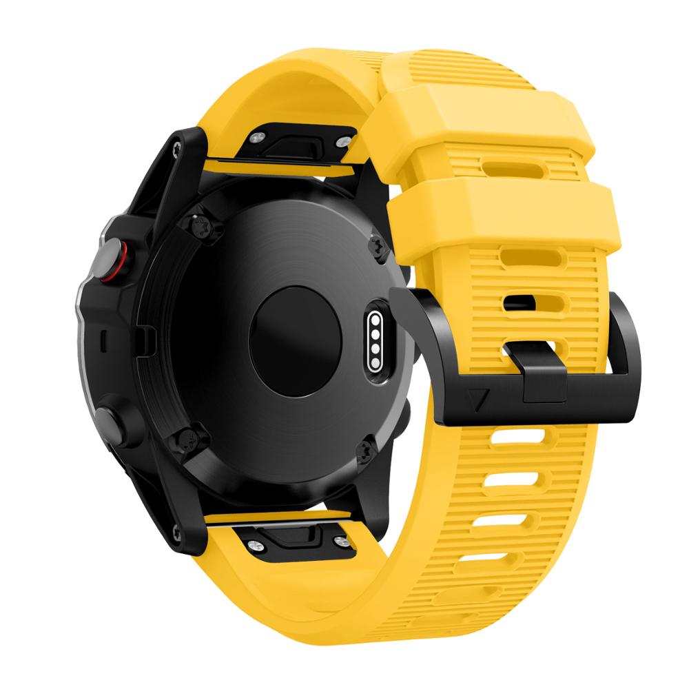 Voor Garmin Fenix 6X Mode Horloge Band Siliconen Band Voor Garmin Fenix 5X Quick Release Strap Voor Garmin Fenix 5X Plus Bands: YELLOW