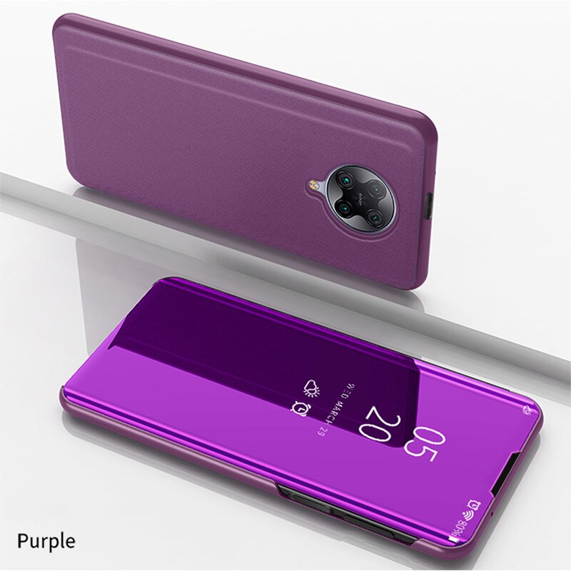 For Xiaomi Pocophone X3 NFC Case Clear Smart View PU Leather 360 Flip Stand Cover Case For Poco F2 Pro Coques Shockproof Fundas: For Poco F2 Pro / Purple