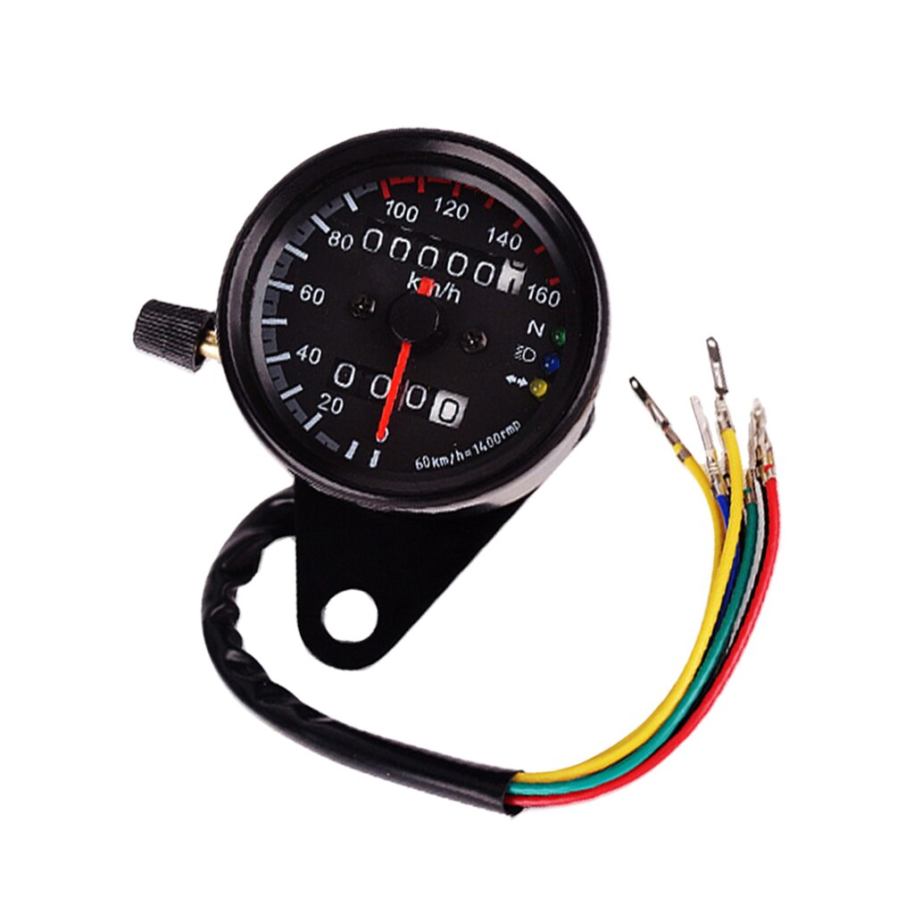 Motorcycle Odometer KMH Speedometer Gauge For Bobber Chopper Black