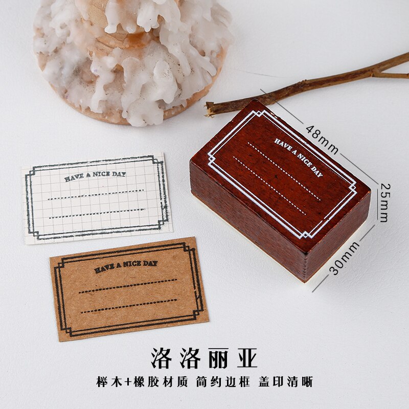 Retro Frame Label Decorative Stamps Wood Mounted Rubber Stamps for Card Making DIY Crafts Scrapbooking Journal Planner: 3
