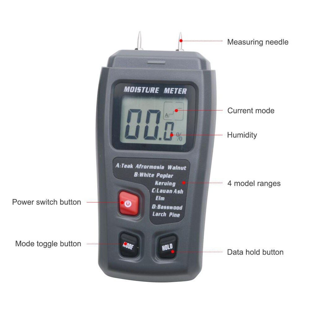 Digital Hygrometer Wood Moisture Meter Damp Humidity Meter LCD Moisture Detector Tree Density Tester Tool For Timber Plaster