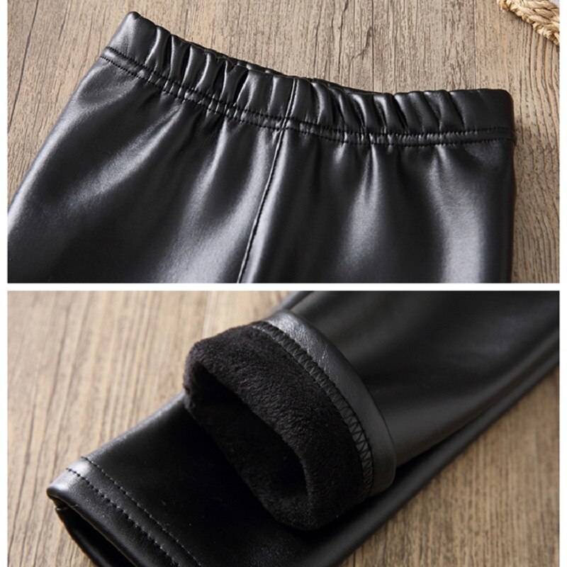 Dziewczynek spodnie skórzane zimowe ciepłe legginsy dla dzieci ubrania wypoczynek nastolatki chudy jednolita elastyczna spodnie stroje Vestidos