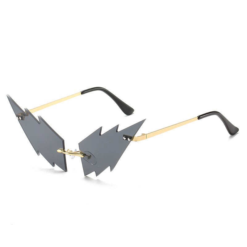 Rijden Bril Vrouwen Frameloze Lightning Vorm Lens Kleine Populaire Zonnebril Kleur Lightning Grappige Bril: gray