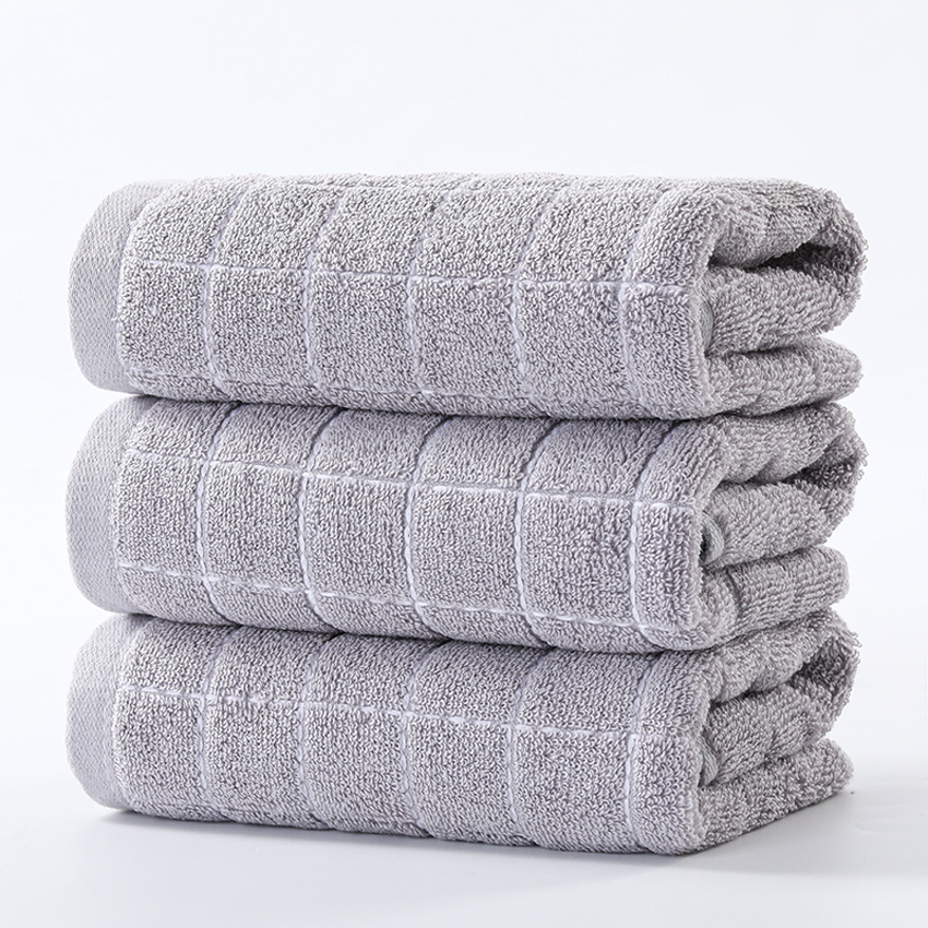 Juego de toallas faciales a cuadros para adultos y niños, 100% algodón, suave, pelo grueso, para manos, hogar, Hotel, Spa, toalla de cara, servilleta, 3 piezas: 3pcs gray