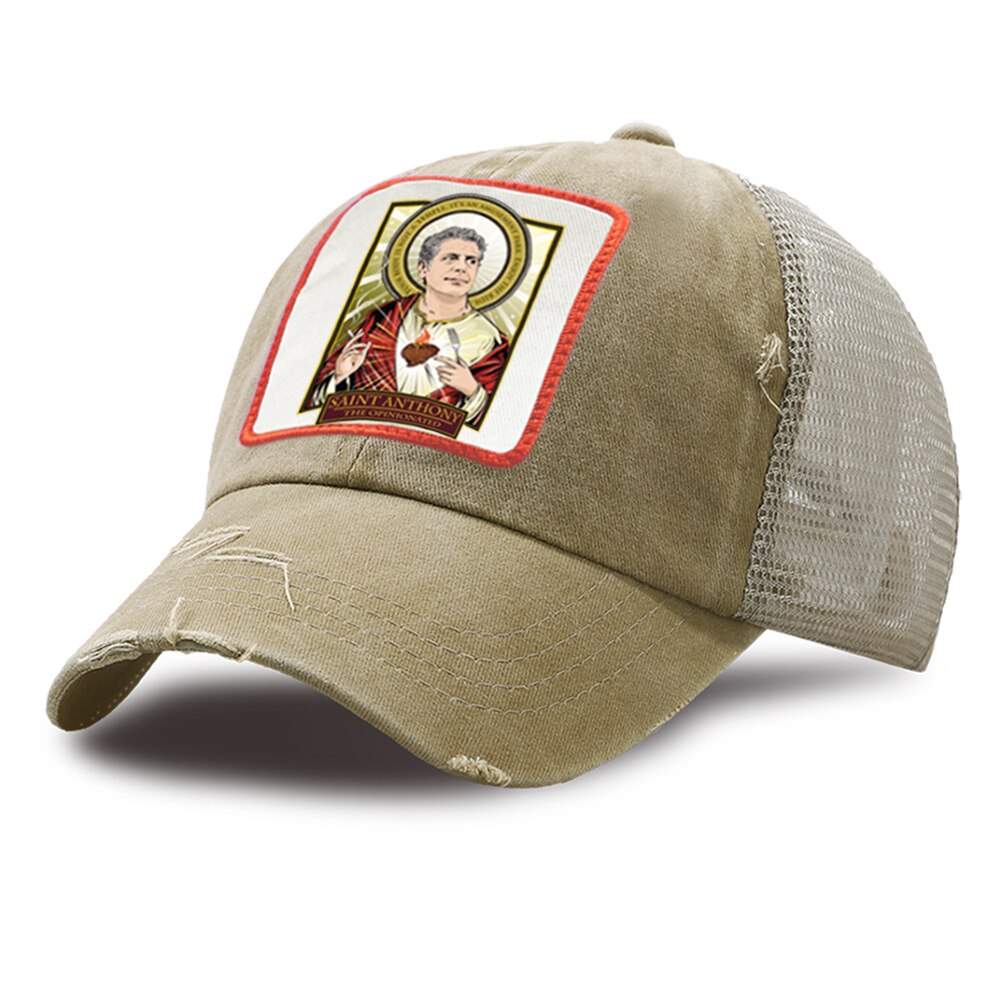 Casual unisex trucker hattar sommar sport baseball kepsar saint anthony vintage tryck mesh baseball keps justerbar snapback hatt: Khaki 6