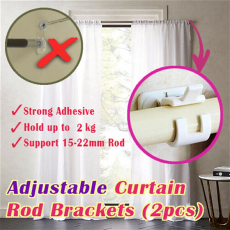 2/4/6pcs Hanging Rod Clip Curtain Fixing Clip Hooks Nail-free Adjustable Curtain Hooks Bathroom Accessories