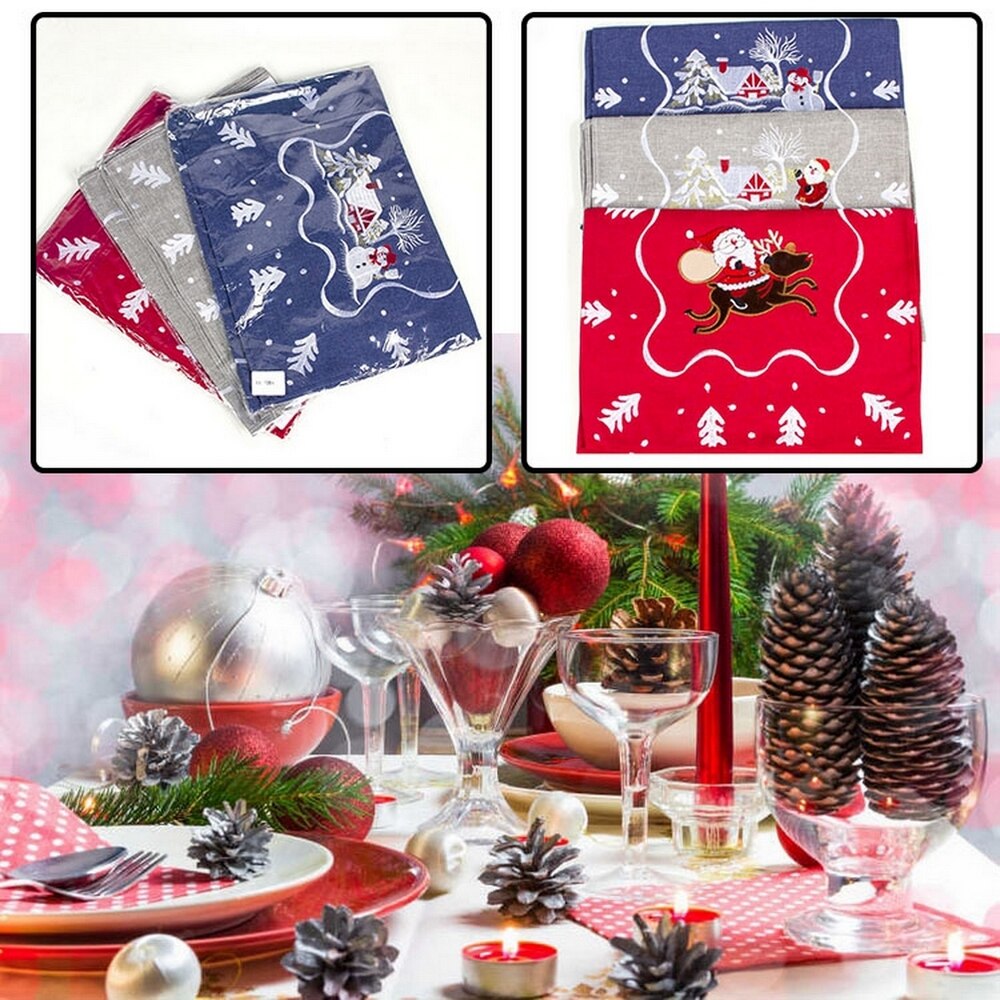 Kerst Tafelloper Kerst Tafel Mat Rechthoekige Tafelkleed Keuken Geborduurde Stofdicht Tafelkleed Woondecoratie