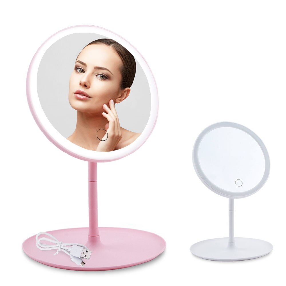 Makeup Mirror With Led Mirrors Vanity Backlit Daylight Illuminated Touch Screen Adjustable USB Desk Cosmetic Detachable/Storage