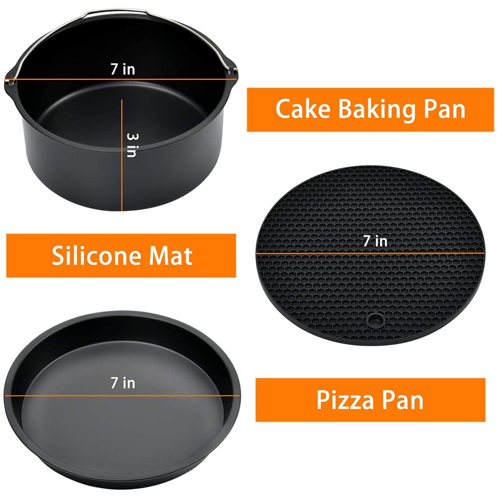 6 Stks/set 7 Inch Lucht Friteuse Accessoires Bakken Pizza Pan Voor Pot Gowise Phillips Cozyna Secura Fit Alle 3.2QT - 5.8QT