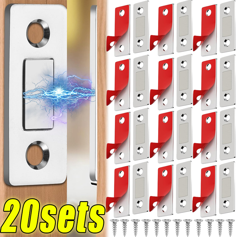 Självhäftande dörrstopp magnetiska skåpspärrar osynliga lådmagnetlås rostskyddsmagnetklistermärke dörrstängare för skåp