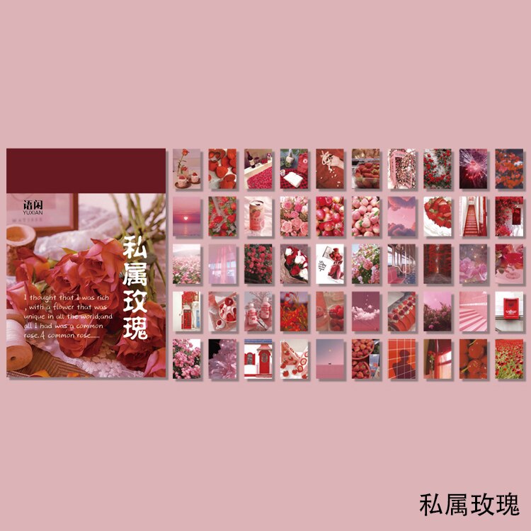 XINAHER 50 unids/set Mini libro rosa de papel Material de basura planificador Scrapbooking decorativo Vintage papel para manualidades DIY: E