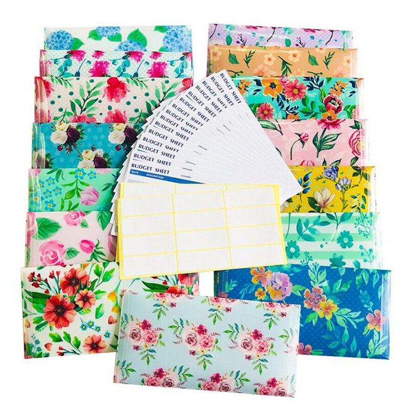 15Pcs Budget Vel Cash Enveloppen Bloemen Waterdichte Budget Enveloppen Cash Enveloppen Voor Vrouw Man: Default Title