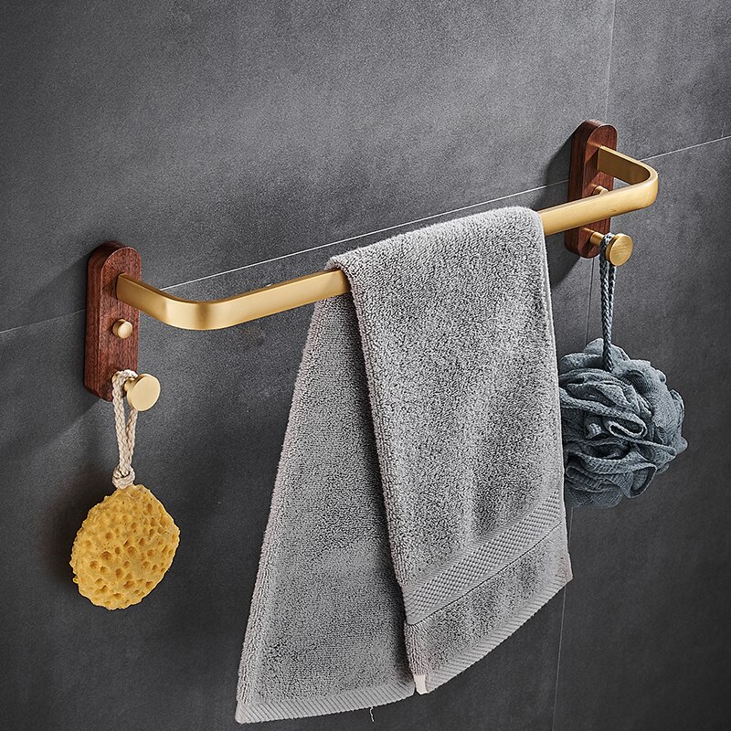 Portasciugamani da bagno in legno di noce in alluminio porta asciugamani da bagno porta mensola in legno porta asciugamani per bagno