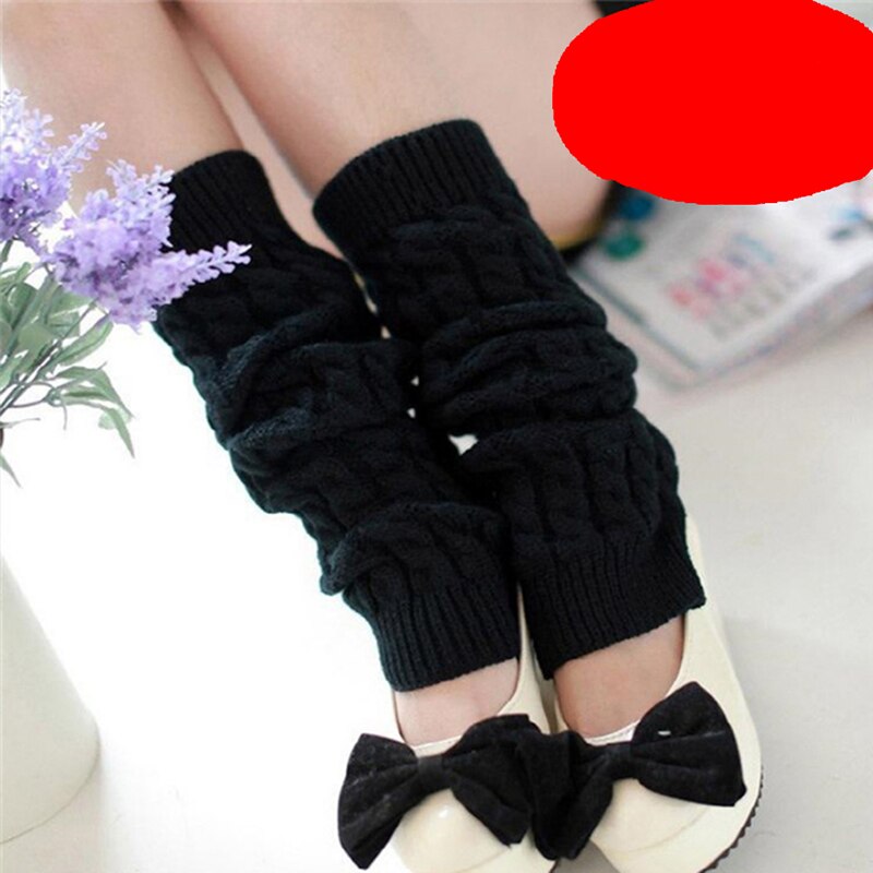 Calentadores de piernas a la para mujer, calentadores hasta el muslo, botas altas y cálidas, bandas de lana para el muslo, Invierno: black