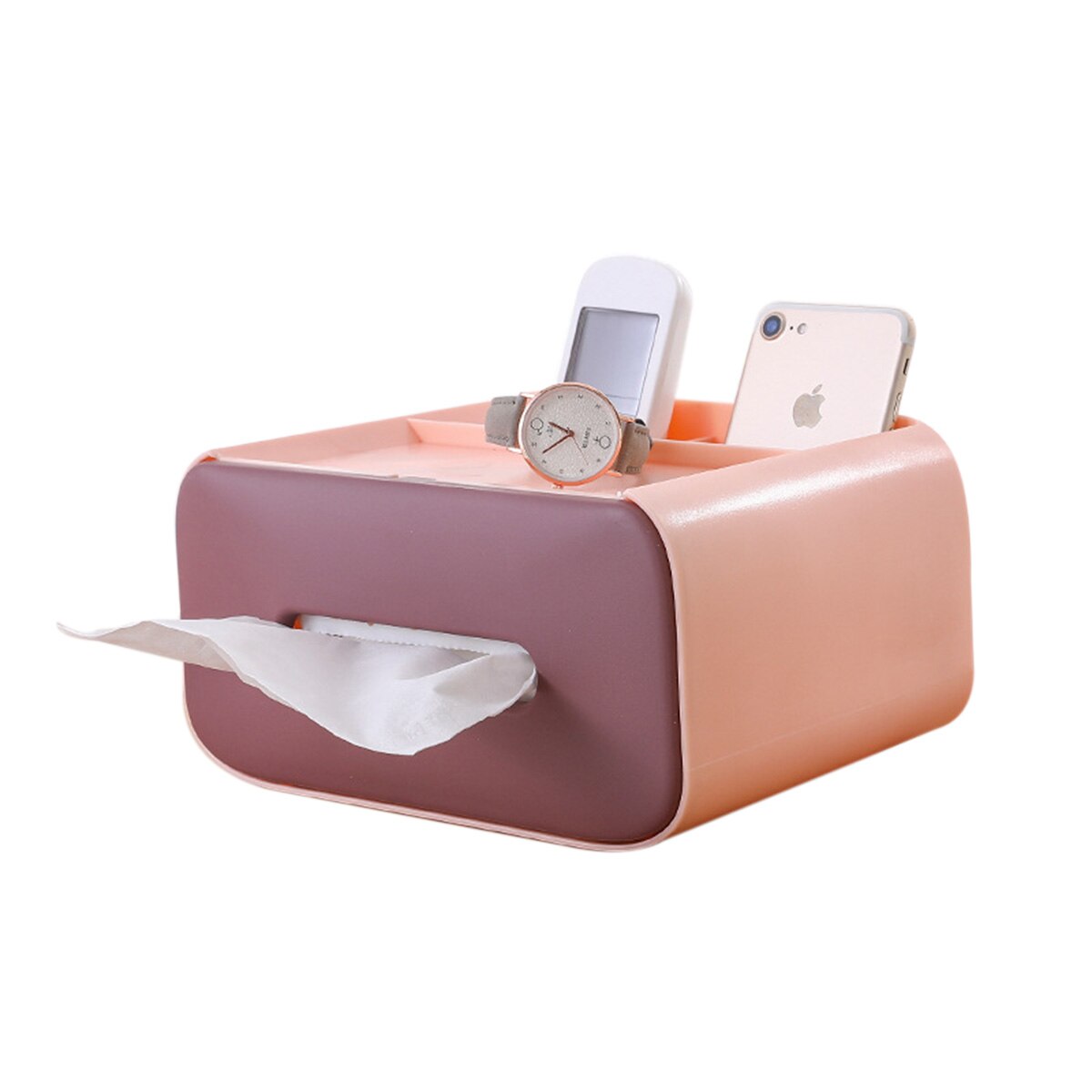 Universal Multifunctional Tissue Box ABS PP Separate Storage Box for TV Controller Mobile Phone Glasses Pen Makeup Tool: 3