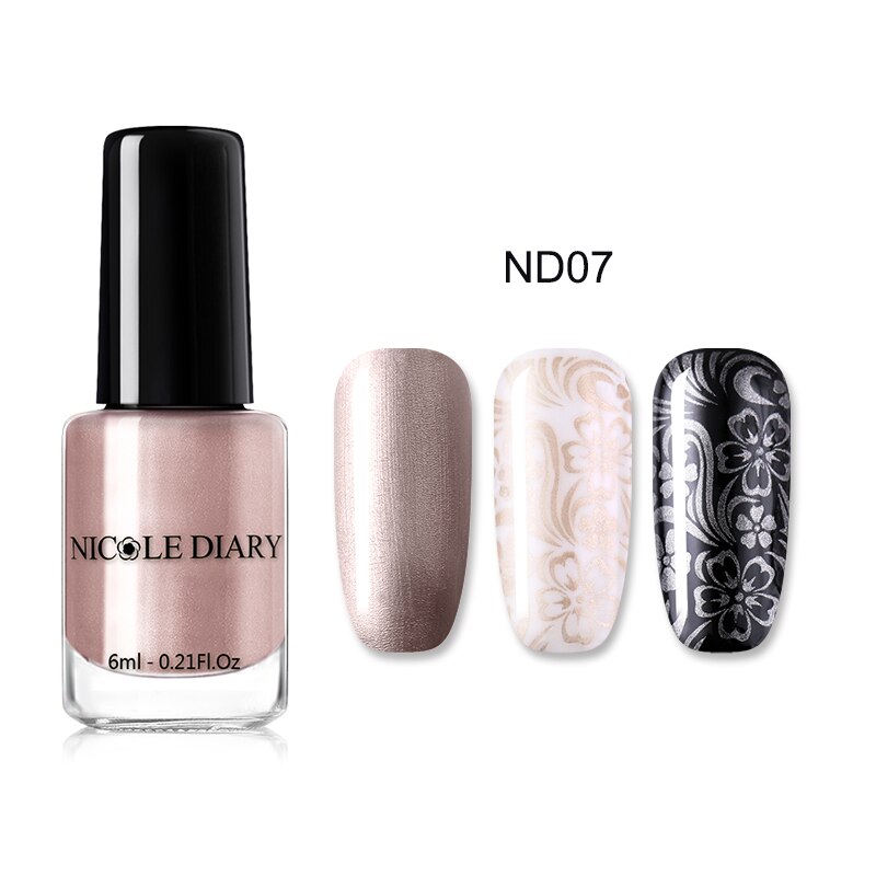 Nicole Dagboek 6 Ml Metallic Stempelen Nagellak Nail Kleur Print Nail Art Shimmer Diy Nail Art Varnish: ND07