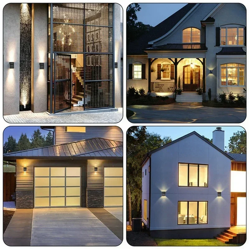 Solar-Wandleuchten nach oben und unten, 6er-Pack, beleuchten Sonnenlichtsensor-Lampe für den Außenbereich, IP65, LED, moderne Deckbeleuchtung, Dekor, Haus, Terrasse, Veranda
