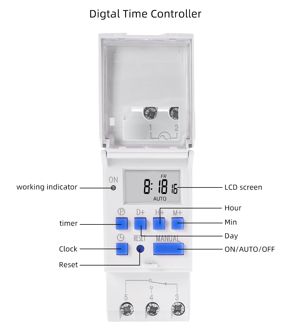 Timer Switch Din Rail Digital TP8A16 weekly programmable electronic microcomputer 30A 220V 230V 6A-30A 12V AC THC15A