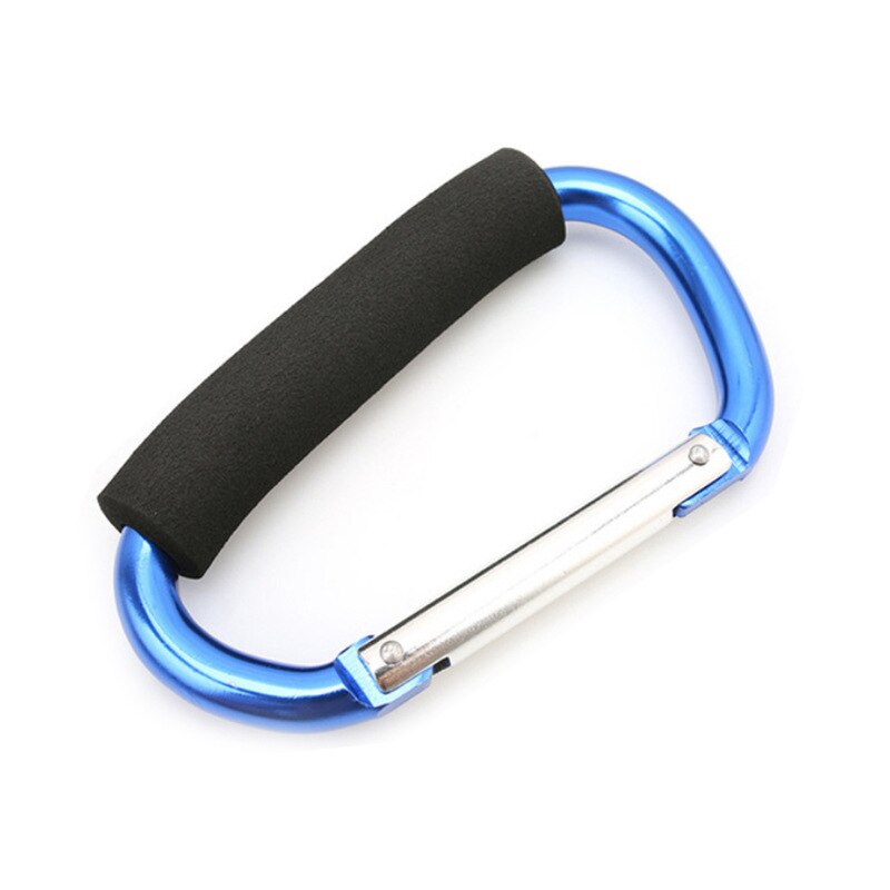 Baby Stroller Organizer Hooks Supermarket Shopping Bag Hook Clip Big Carabiner Aluminum Alloy Hook Stroller Accessories: Blue