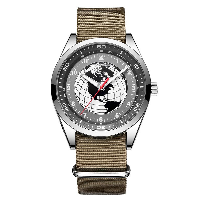 Addiesdive zegarek indywidualny modny styl Retro Pilot nylonowy pasek mineralny lustro stop 40mm Dial kwarcowy zegarek dla mężczyzn: silver type 2
