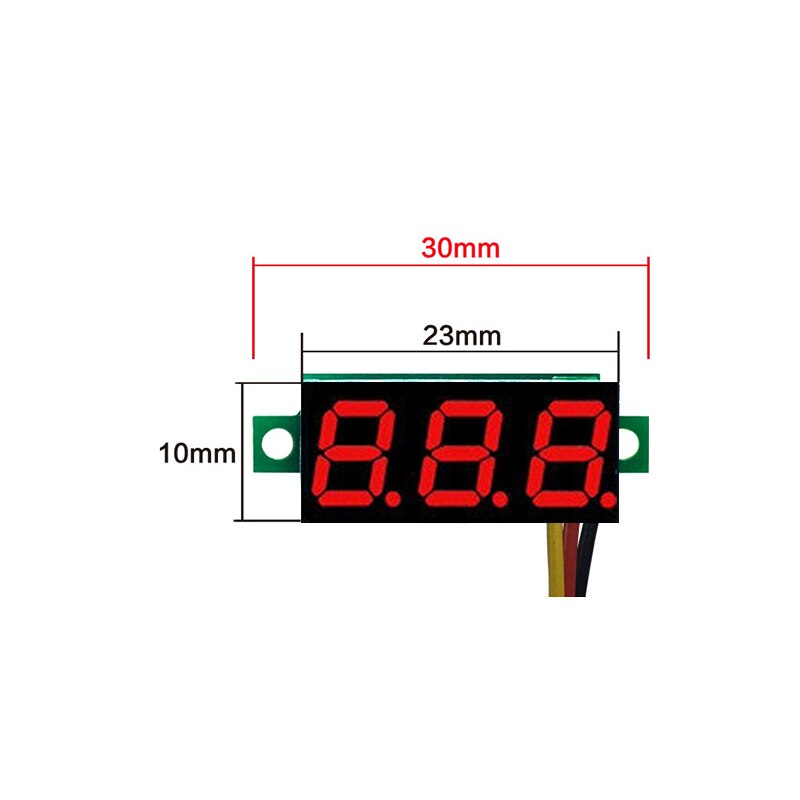 3 wire 0.28 tommer  dc 0-100v mini led display gauge spændingsmåler voltmeter værktøj målehastighed 200ms/ nøjagtighed: Rød