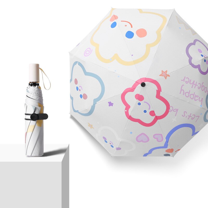 YADA Lovely Cloud Pattern 3-Folding Umbrella Women... – Grandado