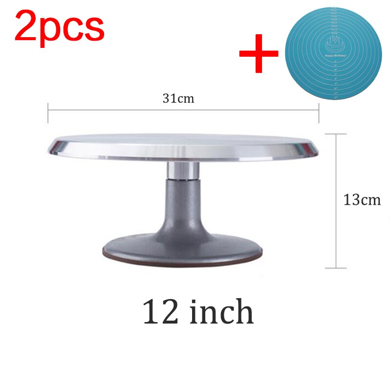 Aluminum alloy 12 inch turntable cake decoration accessory set rotating cake stand tool metal stainless steel pastry cake stand: F