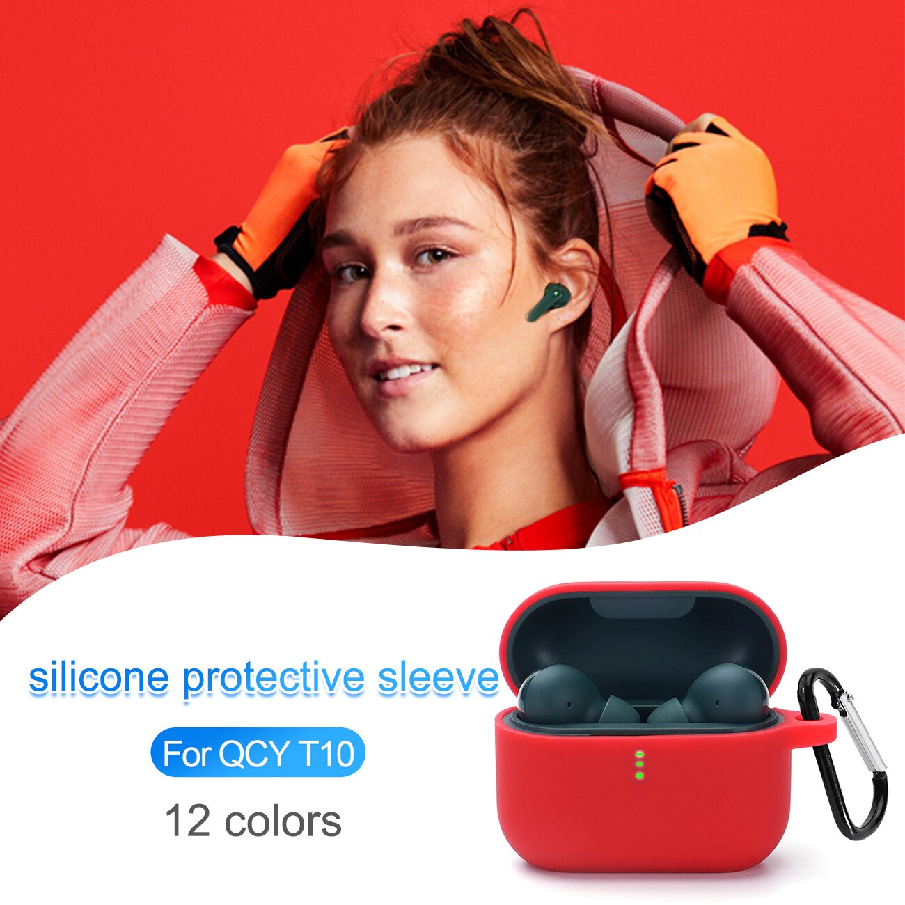 Funda protectora de silicona para QCY T10, funda protectora para auriculares con Bluetooth, funda protectora suave de TPU