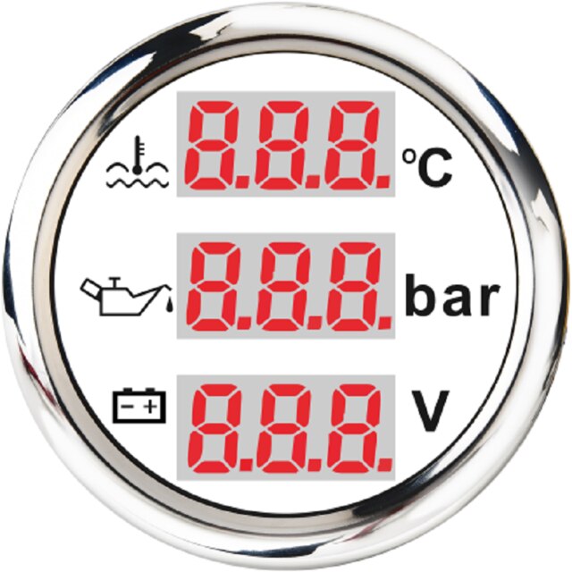Manomètre multifonction 3 en 1, 9-32V, avec rétro-éclairage rouge, pour mesurer la température de l&#39;eau et la pression de l&#39;huile, 0-10 Bar: WS