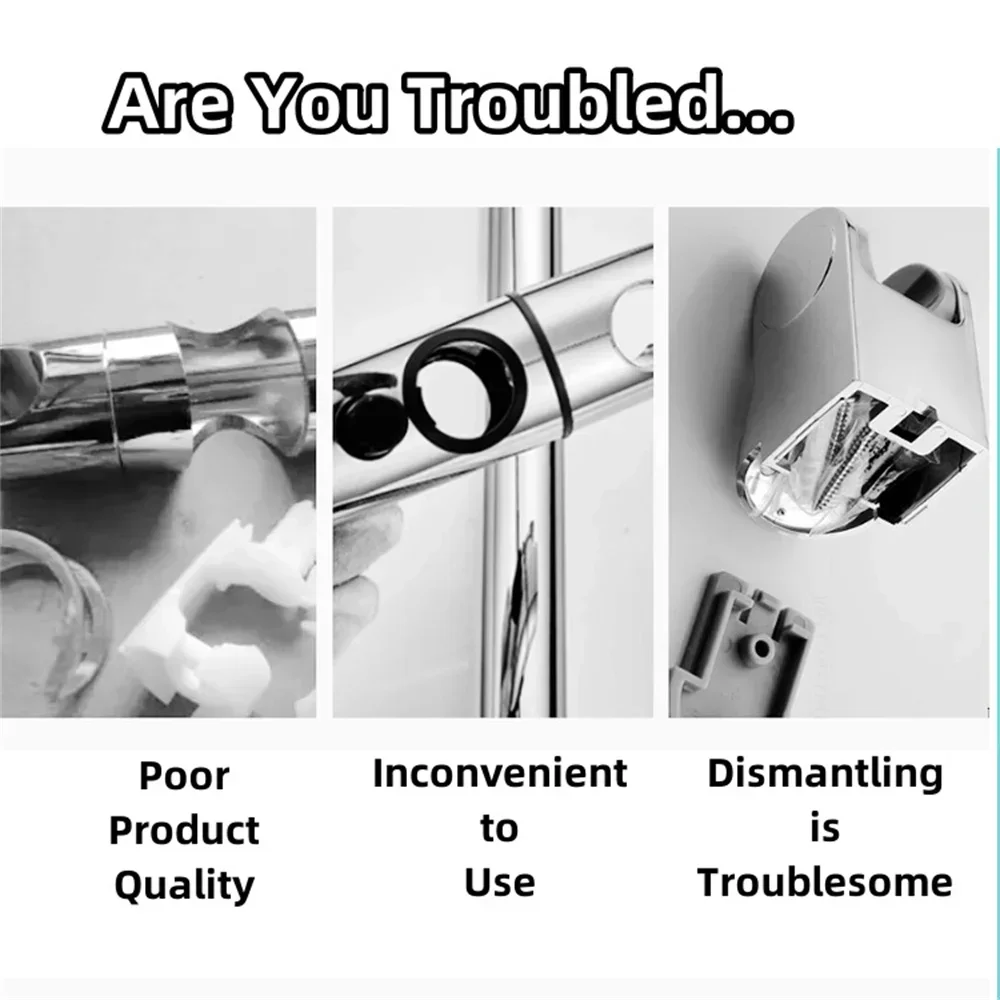 ABS Adjustable Shower Head Holder Shower Holder Clamp Showerhead Rail Slide Bracket Bathroom Accessories Rotation Hook