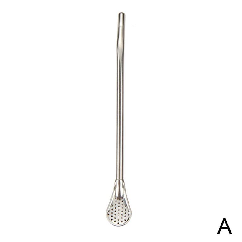1pcs Metal Straw Steel Drinking Tea Yerba Mate Straw Gourd Filter Pipette Bombilla Filter Pro Spoon O2U3: silver